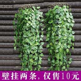 仿真植物假花藤条藤蔓绿植墙室内水管道树叶空调装饰吊蓝壁挂绿叶