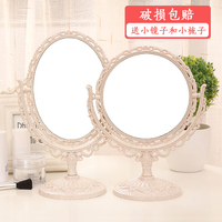 新款台式化妆镜 欧式镜子 双面梳妆镜便携公主镜简约时尚大号镜子