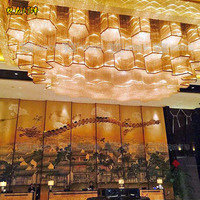 豪华酒店大堂前台弧形水晶灯定做非标LED工程异形酒店大型灯饰