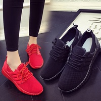 2016秋季韩版椰子鞋小红鞋平底软底黑色红色运动鞋女跑步鞋休闲鞋