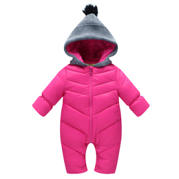 新生儿连体衣0-3个月冬季保暖爬行服婴儿羽绒棉哈衣1岁女宝宝外套