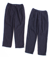 B090646 日本订单 两色入 竖条纹修身显瘦小哈伦九分毛呢烟管裤